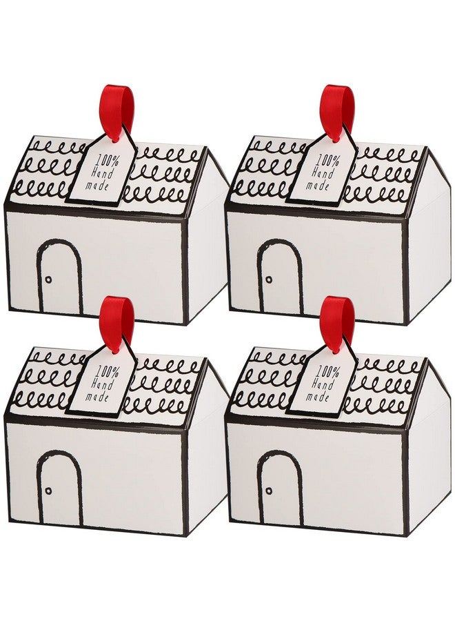 Haomian 20 Pcs House Shaped Gift Boxes House Boxes for Treats, Treat Boxes for Dessert, Fancy Cookie Boxes for Gift Giving, White Gable Box, Gift Bag Bakery Boxes Party Favors (White Low House style) - Image 3