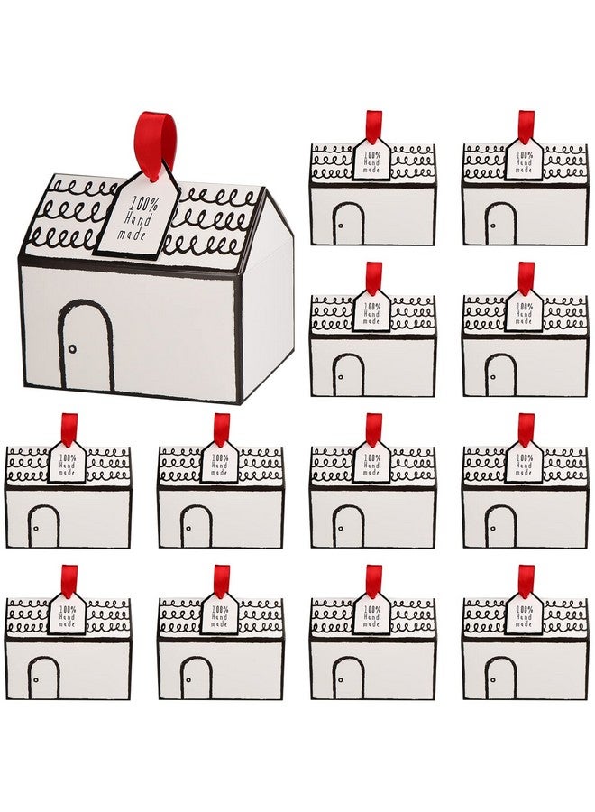 Haomian 20 Pcs House Shaped Gift Boxes House Boxes for Treats, Treat Boxes for Dessert, Fancy Cookie Boxes for Gift Giving, White Gable Box, Gift Bag Bakery Boxes Party Favors (White Low House style) - Image 1
