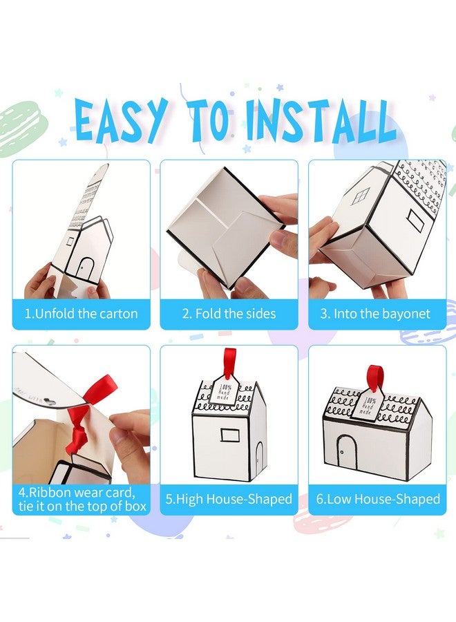 Haomian 20 Pcs House Shaped Gift Boxes House Boxes for Treats, Treat Boxes for Dessert, Fancy Cookie Boxes for Gift Giving, White Gable Box, Gift Bag Bakery Boxes Party Favors (White Low House style) - Image 5