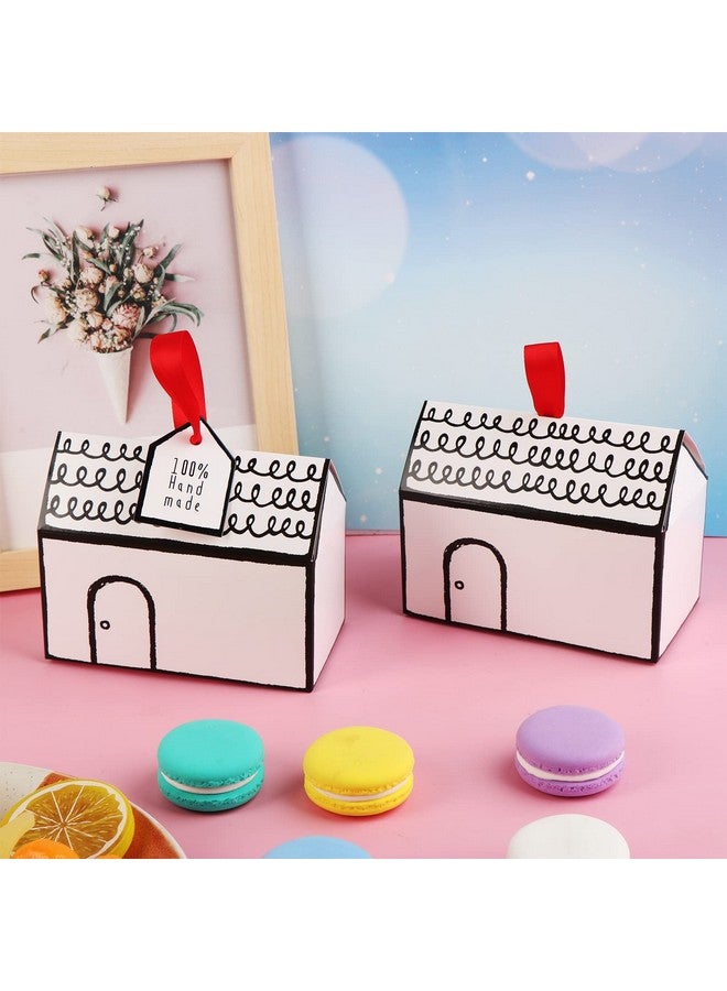 Haomian 20 Pcs House Shaped Gift Boxes House Boxes for Treats, Treat Boxes for Dessert, Fancy Cookie Boxes for Gift Giving, White Gable Box, Gift Bag Bakery Boxes Party Favors (White Low House style) - Image 4