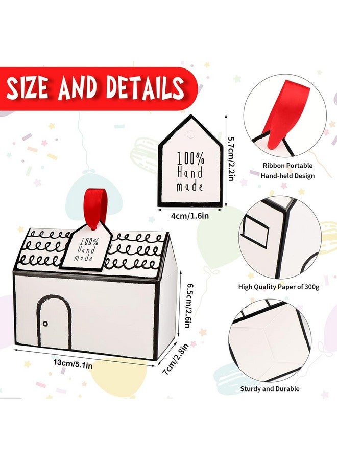 Haomian 20 Pcs House Shaped Gift Boxes House Boxes for Treats, Treat Boxes for Dessert, Fancy Cookie Boxes for Gift Giving, White Gable Box, Gift Bag Bakery Boxes Party Favors (White Low House style) - Image 2