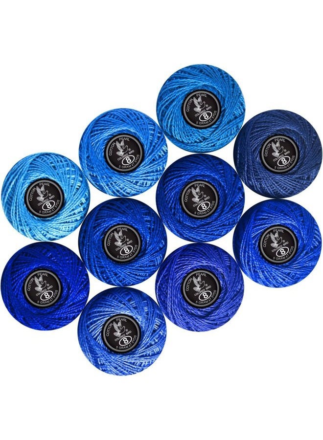 colored bird Crochet Thread 10 Balls Size 8 for Crochet Hardanger Cross Stitch Needlepoint Hand Embroidery (Lt Blue Series) - Image 1