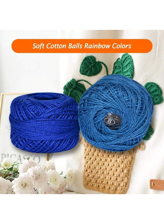 colored bird Crochet Thread 10 Balls Size 8 for Crochet Hardanger Cross Stitch Needlepoint Hand Embroidery (Lt Blue Series) - Image 5