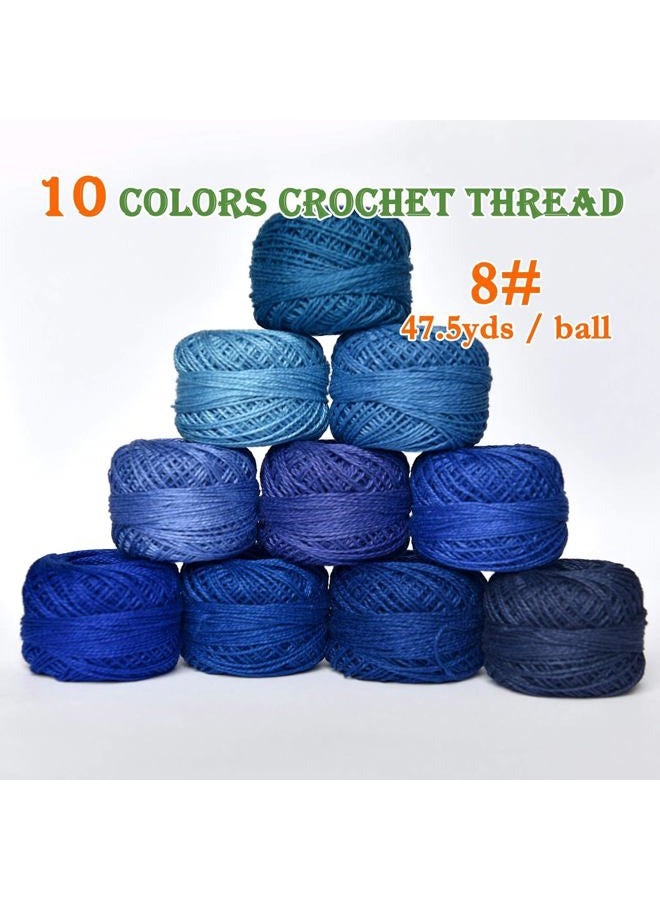 colored bird Crochet Thread 10 Balls Size 8 for Crochet Hardanger Cross Stitch Needlepoint Hand Embroidery (Lt Blue Series) - Image 3