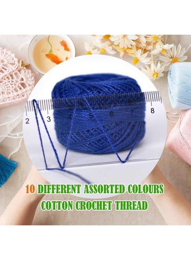colored bird Crochet Thread 10 Balls Size 8 for Crochet Hardanger Cross Stitch Needlepoint Hand Embroidery (Lt Blue Series) - Image 4