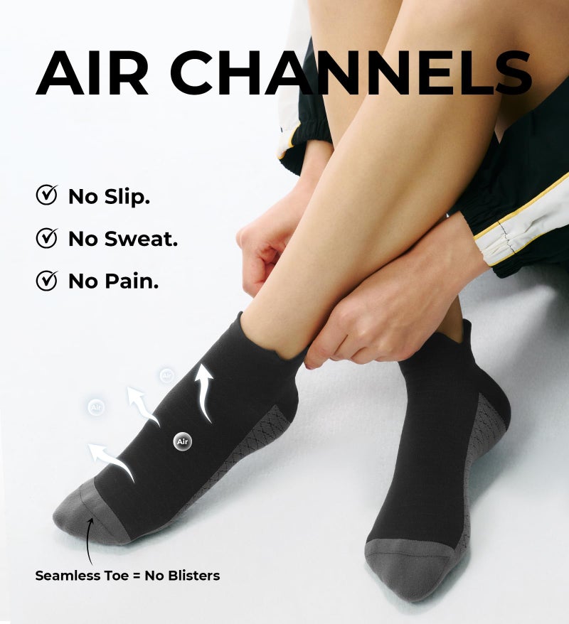 FITRELL Ankle Compression Socks for Women & Men - Cushioned Arch Support Running Socks, Plantar Fasciitis Relief, Black+Charcoal+White Mixed 5 Pairs, S/M - Image 5