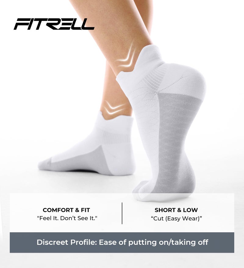 FITRELL Ankle Compression Socks for Women & Men - Cushioned Arch Support Running Socks, Plantar Fasciitis Relief, Black+Charcoal+White Mixed 5 Pairs, S/M - Image 4