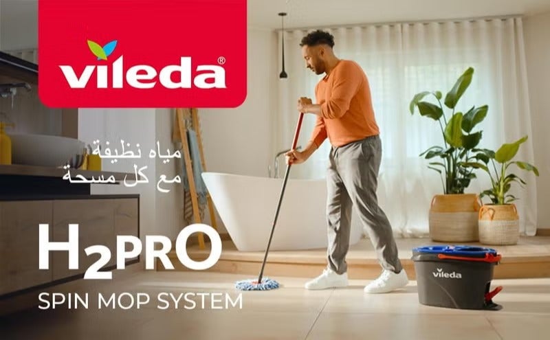 Vileda H2PRO Spin Mop System, Professional Spin Mop & Dual Bucket Cleaning System with Clean & Dirty Water Separation, Foot Pedal Spin & Triangle Head for Corner Cleaning - Image 2
