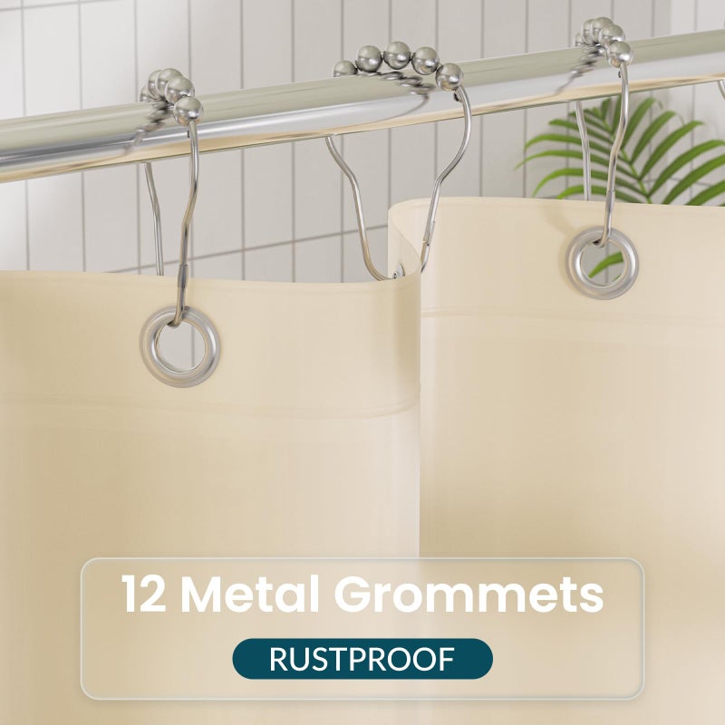 Titanker Plastic Shower Curtain Liner, 72x72 Beige Shower Liner Lightweight PEVA Shower Curtains for Bathroom, Waterproof Shower Liner with Magnets and Rustproof Grommets - Image 3