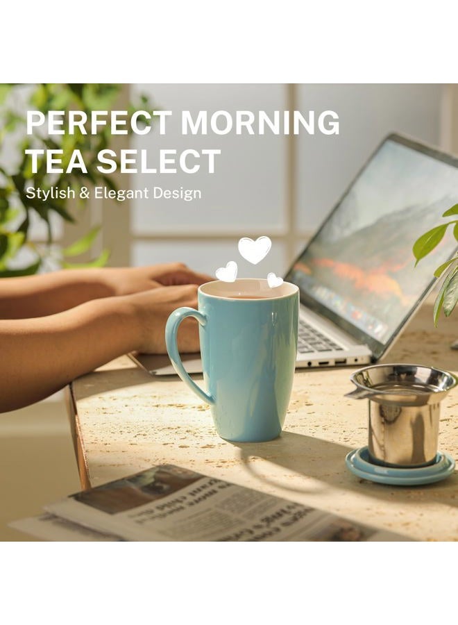 Sweese 2101 Porcelain Tea Mug with Infuser and Lid, 15 OZ, Turquoise - Image 4