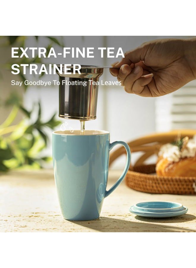 Sweese 2101 Porcelain Tea Mug with Infuser and Lid, 15 OZ, Turquoise - Image 5