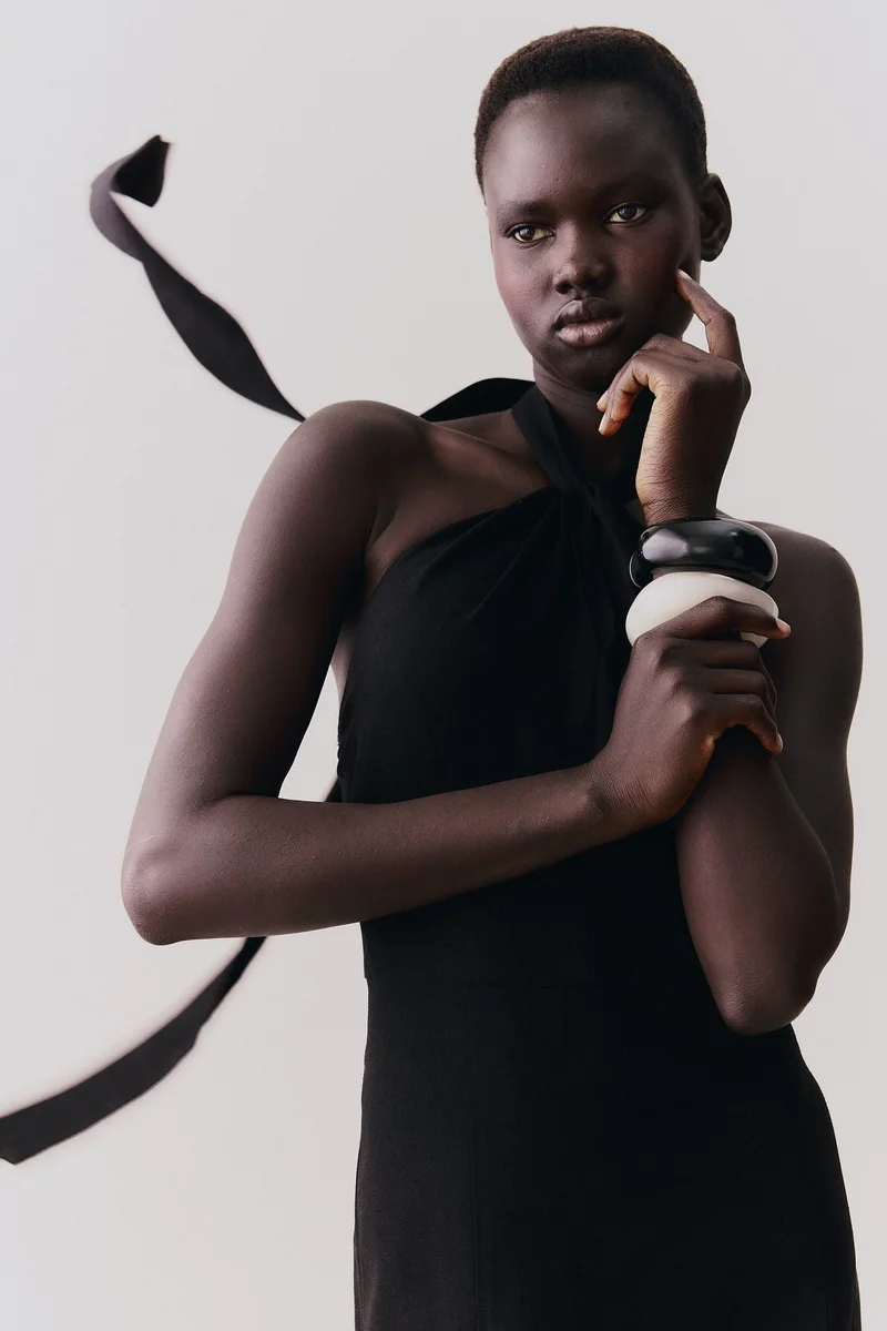 H&M Linen-blend halterneck dress