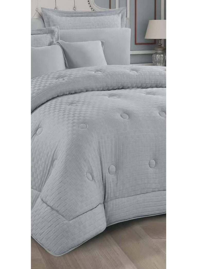 لوفيرا طقم مفرش نفرين ملكي لحاف قماش متين وناعم ونقشة عصرية 8 قطع مقاس 240*260 سم - Image 3