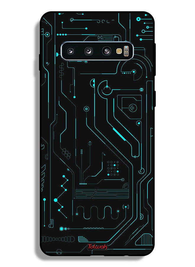Tolwak - غطاء حماية لهاتف Samsung Galaxy S10 Plus دوائر فنية رقمية بسيطة شاشات متعددة - Image 1