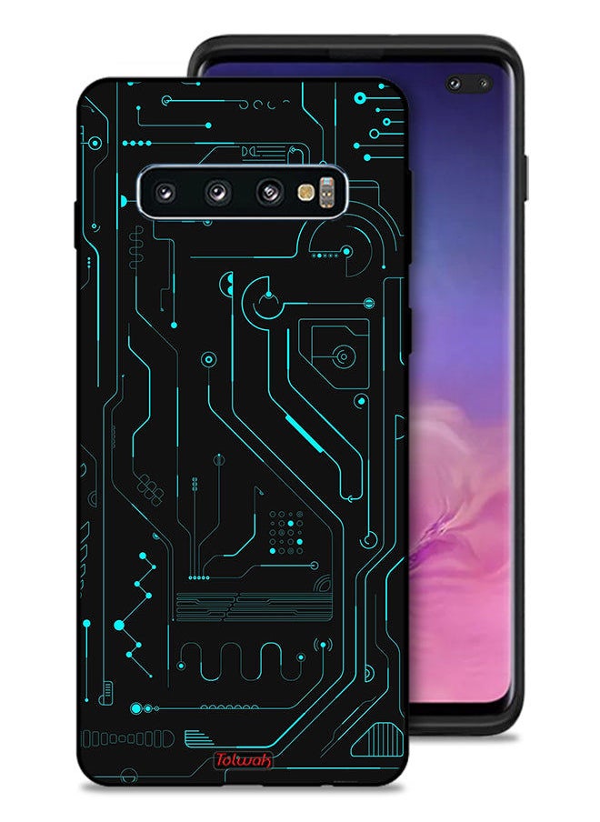 Tolwak - غطاء حماية لهاتف Samsung Galaxy S10 Plus دوائر فنية رقمية بسيطة شاشات متعددة - Image 1