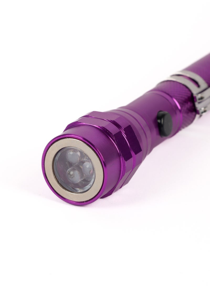 LUSTER - 2pc Extendable led flashlight with hanging clip and strong magnetic base purple - Image 1