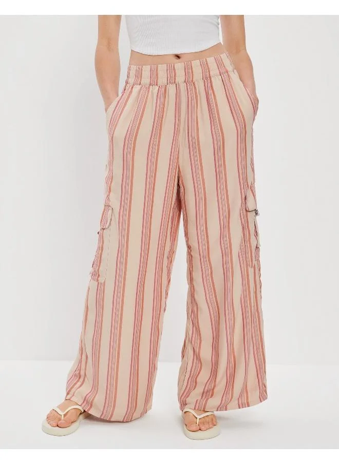 امريكان ايجل AE Super High-Waisted Striped Cargo Wide-Leg Pant