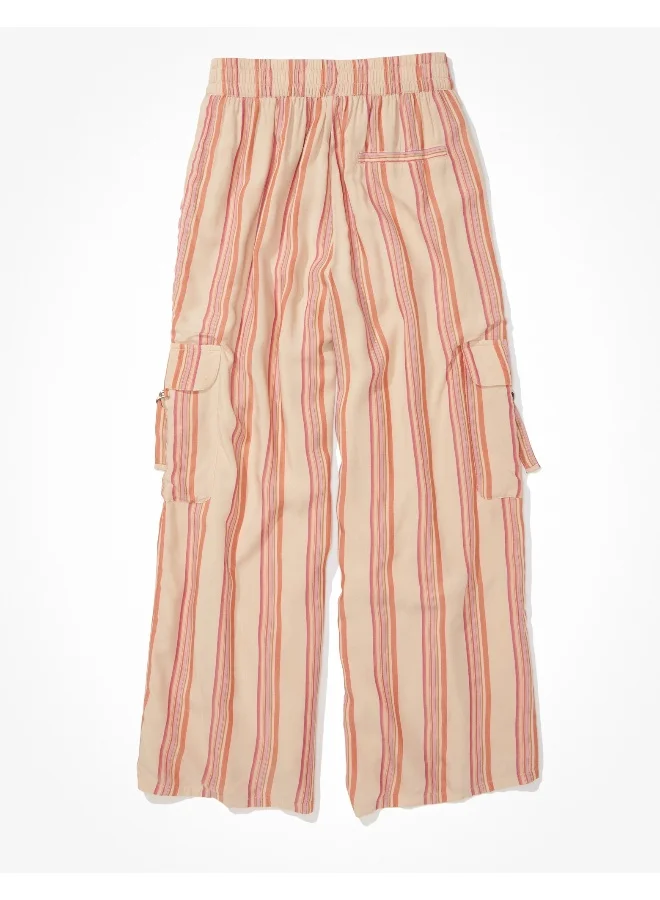 امريكان ايجل AE Super High-Waisted Striped Cargo Wide-Leg Pant