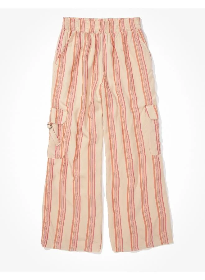 امريكان ايجل AE Super High-Waisted Striped Cargo Wide-Leg Pant