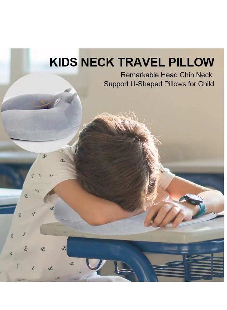 Excefore Lovely Animal Memory Foam Travel Pillow, U Shaped Neck Support Travel Pillow, Portable Washable Microfiber Cover Headrest, Suitable for Airplane, Car, Home & Office (Gray) - Image 4