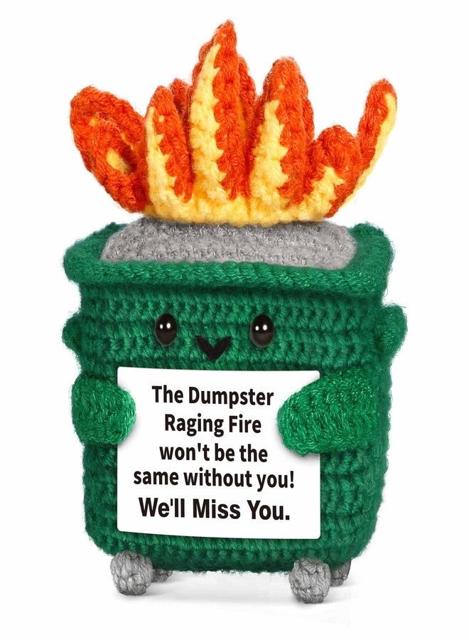 Quaintir Funny Farewell Gifts for Coworkers, Christmas Stocking Stuffers, Retirement Gifts for Women Men - Positive Crochet Dumpster Raging Fire, Coworker Leaving Going Away Goodbye Gift for Boss Friend - Image 1