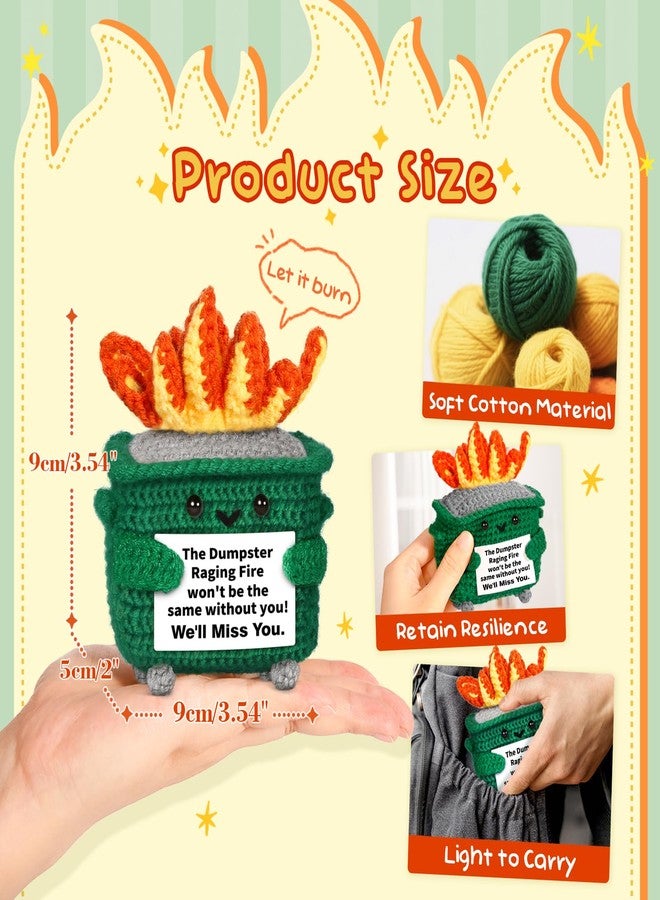 Quaintir Funny Farewell Gifts for Coworkers, Christmas Stocking Stuffers, Retirement Gifts for Women Men - Positive Crochet Dumpster Raging Fire, Coworker Leaving Going Away Goodbye Gift for Boss Friend - Image 2