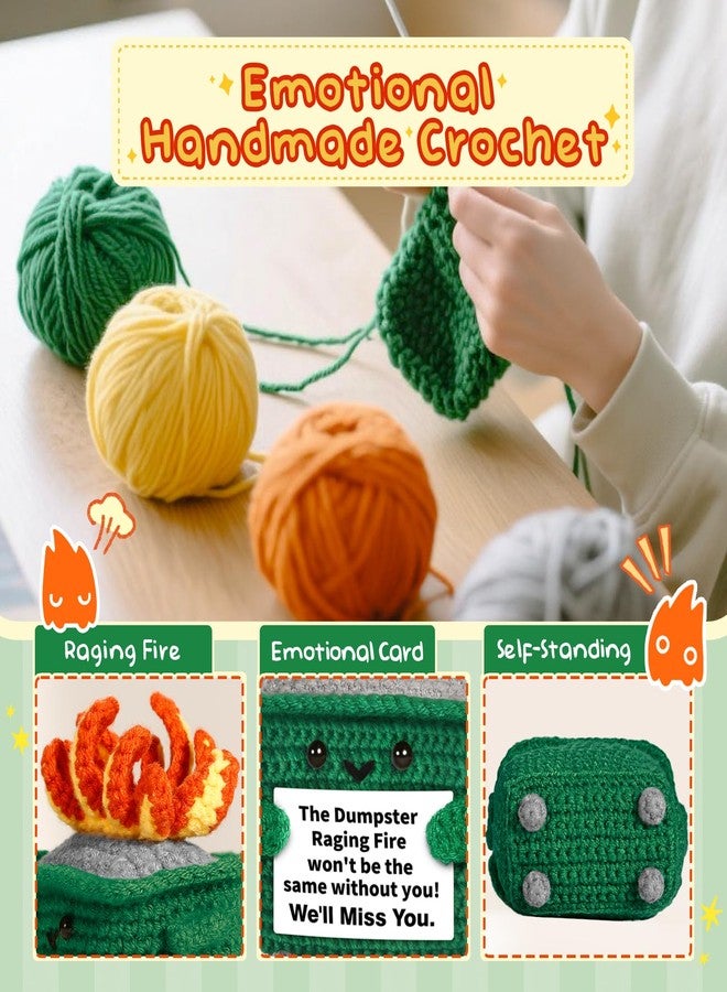 Quaintir Funny Farewell Gifts for Coworkers, Christmas Stocking Stuffers, Retirement Gifts for Women Men - Positive Crochet Dumpster Raging Fire, Coworker Leaving Going Away Goodbye Gift for Boss Friend - Image 3