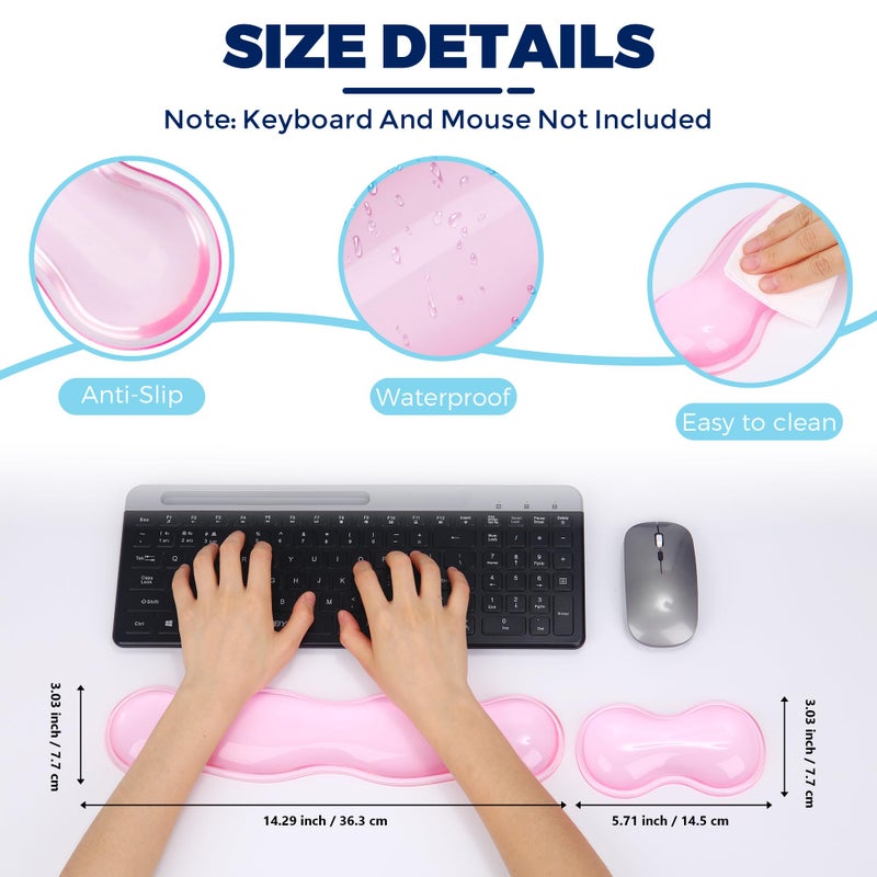 ABRONDA Gel Wrist Rest for Keyboard and Mouse, Wrist Rest for Keyboard, Mouse Wrist Support, Pain Relief, Cool Touch, Non-Skid, Keyboard and Mouse Wrist pad Set - Image 4