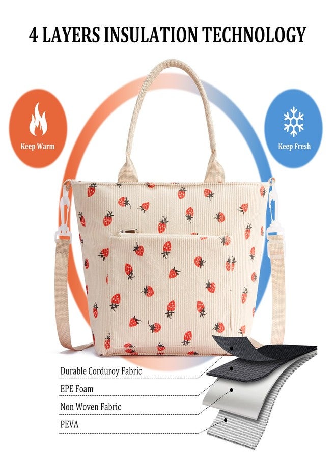 MEXS Lunch Bag for Women Adult Large Insulated Lunch Box Girl Cute Corduroy Lunch Tote Bags Reusable Leakproof Cooler Work Picnic - Image 3