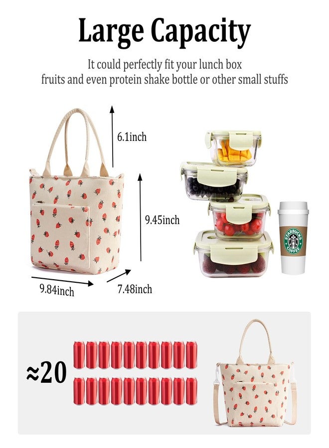 MEXS Lunch Bag for Women Adult Large Insulated Lunch Box Girl Cute Corduroy Lunch Tote Bags Reusable Leakproof Cooler Work Picnic - Image 2