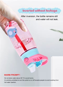 URbazaar 480ml Kids Water Bottle with Straw Leakproof, BPA Free, Suitable for Boys and Girls (Whale)  - Image 3