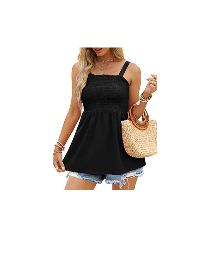 Loquat Women's Fashion Suspender Lotus Edge Leaf Pleated Vest 