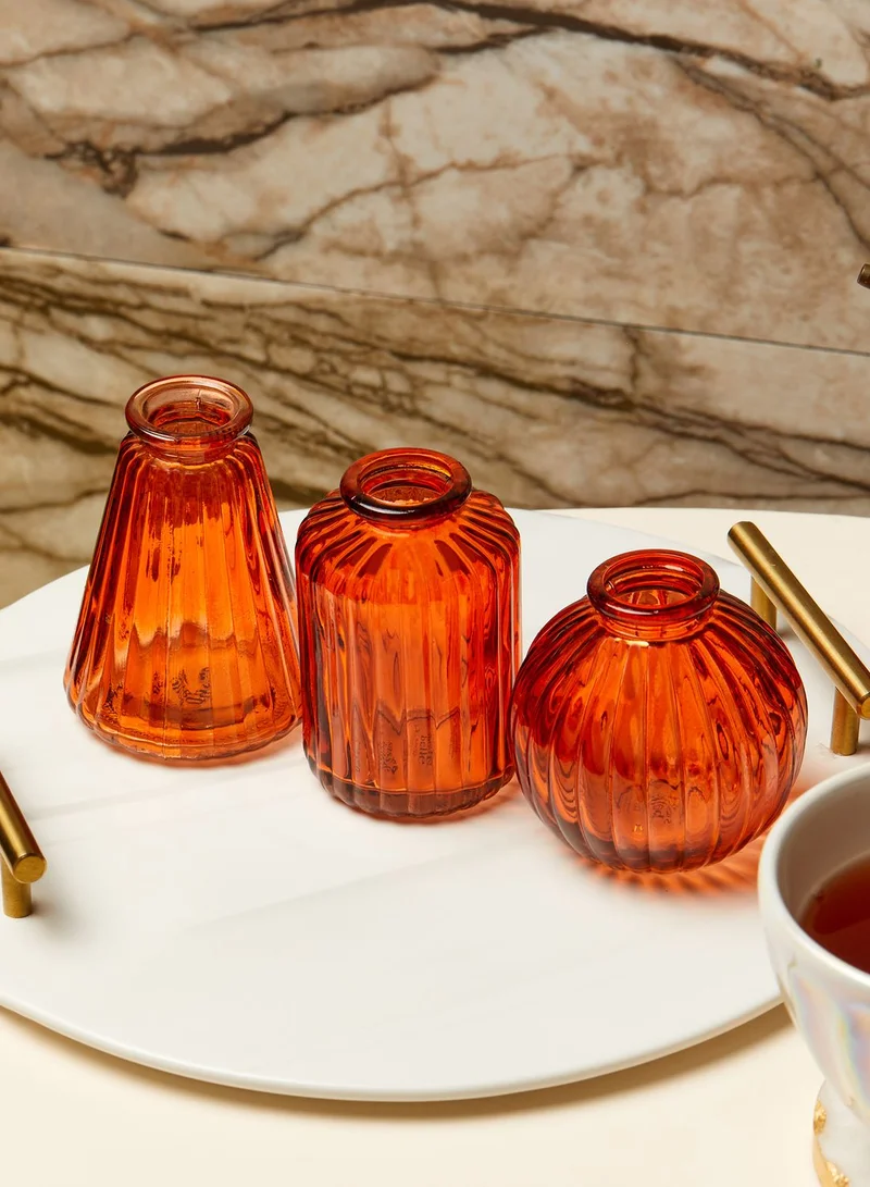 Sass & Belle Amber Glass Bud Vases Set Of 3