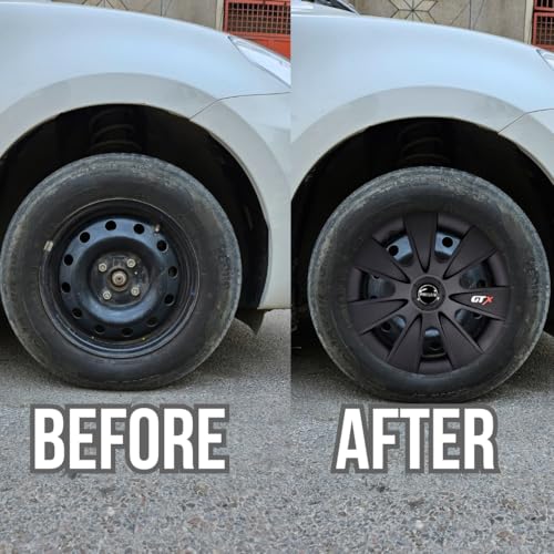 PRIGAN 13 Inch Universal Wheel Cover/Cap for All 13 Inch Cars (Set of 4 Pcs) (Press Fitting) Model- GTX Black 13 - Image 3
