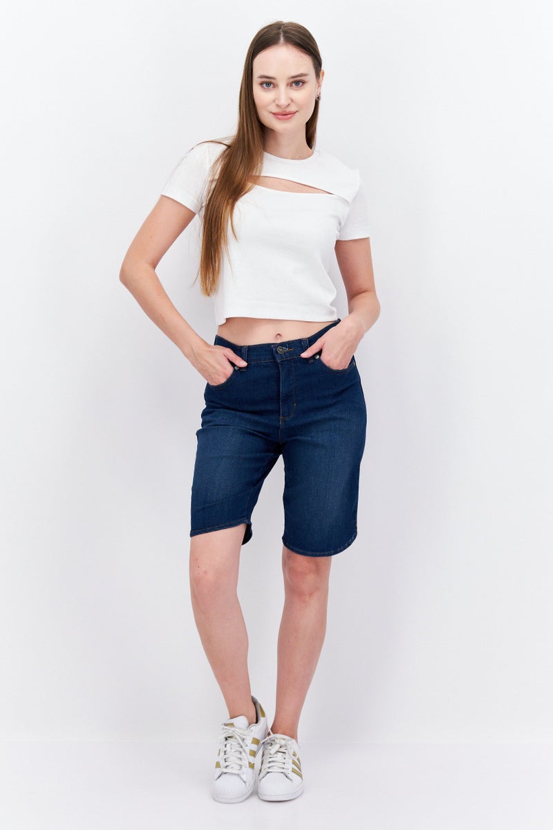Gloria Vanderbilt Women Plain Denim Shorts, Blue - Image 3