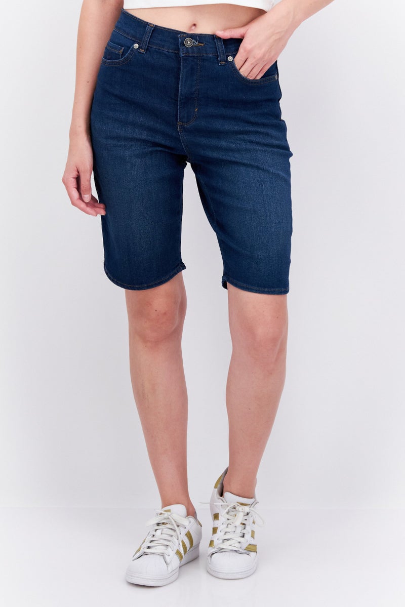 Gloria Vanderbilt Women Plain Denim Shorts, Blue - Image 1