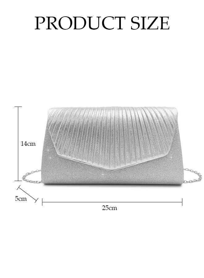 DUNISO Women Shiny Glitter Evening Clutch Bag Envelope Handbag Chain Purse Bag Crossbody Bag for Wedding Formal Cocktail Party - Image 2