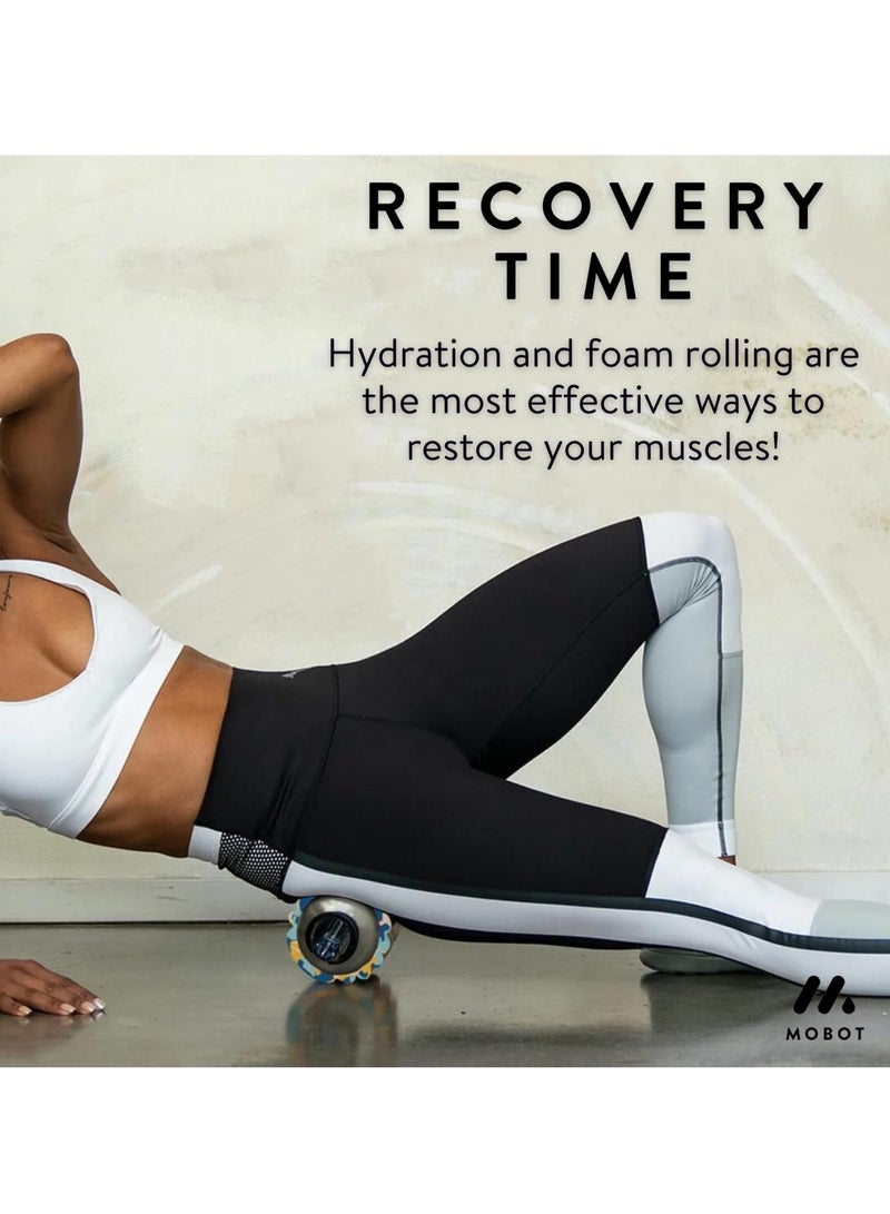 MOBOT Portable Travel Foam Roller Water Bottle with Sip Straw, Stainless Steel Screw Lid | Insulated Sports Water Bottle and Foam Rollers for Yoga, Workout, Home Gym, & Exercise, Beet (798.4ml) - Image 3