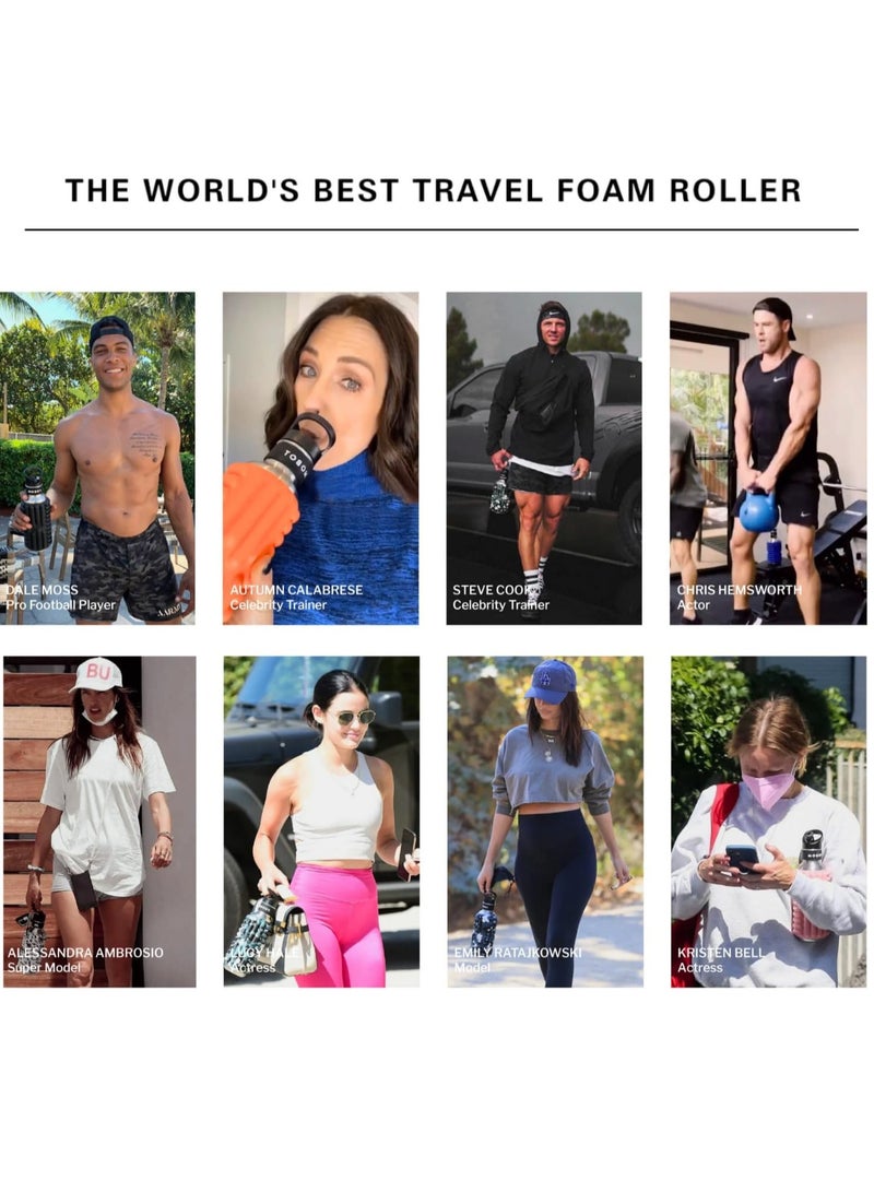 MOBOT Portable Travel Foam Roller Water Bottle with Sip Straw, Stainless Steel Screw Lid | Insulated Sports Water Bottle and Foam Rollers for Yoga, Workout, Home Gym, & Exercise, Beet (798.4ml) - Image 4