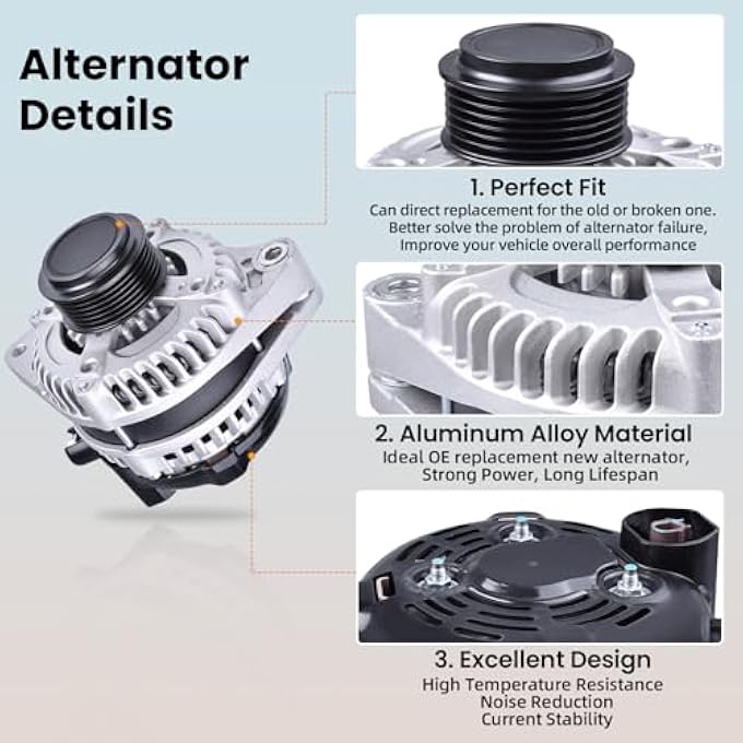 hodflop 31100-5J6-A01 Alternator Compatible with Honda Pilot 2016-2020 3.5L, Odyssey 2018-2020, Ridgeline 2017-2020, Passport 2019-2020, for Acura MDX 3.5L V6 2014-2020 12V 155A Replace# 31100-5J6-A51 - Image 4