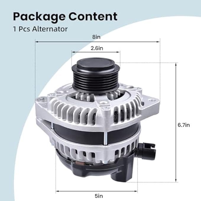 hodflop 31100-5J6-A01 Alternator Compatible with Honda Pilot 2016-2020 3.5L, Odyssey 2018-2020, Ridgeline 2017-2020, Passport 2019-2020, for Acura MDX 3.5L V6 2014-2020 12V 155A Replace# 31100-5J6-A51 - Image 5