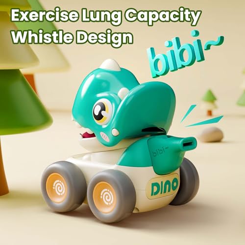 iPlay, iLearn Dinosaur Car Toys for Toddlers 1-3, Baby Dino Press Go Whistle Cars, Infant Racing Vehicle Set, Push Go Friction Car for 6 9 12 18 Months, 1st Birthday Gift for 1 2 Years Old Boys Girls - Image 3