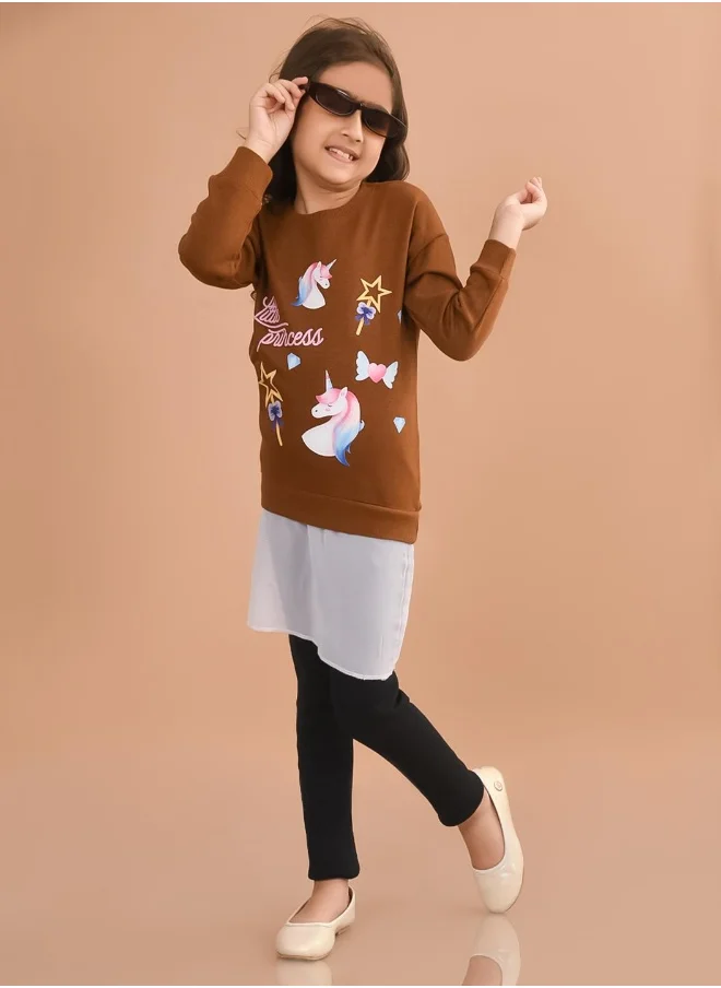 ليلك Girls Sweatshirt with Jogger Set