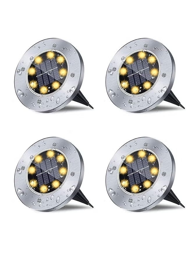 فيفب أضواء الأرض الشمسية ، أضواء الحديقة الشمسية المقاومة للماء ، تحديث حديقة الهواء الطلق المقاومة للماء مضيئة في الأرض ، أضواء المناظر الطبيعية للمسار ، الفناء ، سطح السفينة ، العشب ، الفناء ، الممر (4 حزمة ضوء دافئ) - Image 1