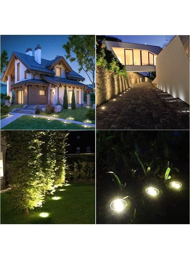 فيفب أضواء الأرض الشمسية ، أضواء الحديقة الشمسية المقاومة للماء ، تحديث حديقة الهواء الطلق المقاومة للماء مضيئة في الأرض ، أضواء المناظر الطبيعية للمسار ، الفناء ، سطح السفينة ، العشب ، الفناء ، الممر (4 حزمة ضوء دافئ) - Image 2