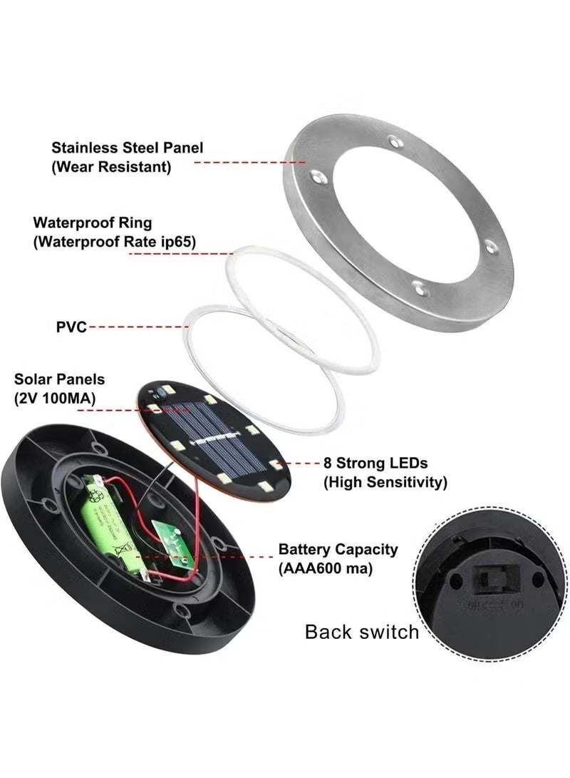 فيفب أضواء الأرض الشمسية ، أضواء الحديقة الشمسية المقاومة للماء ، تحديث حديقة الهواء الطلق المقاومة للماء مضيئة في الأرض ، أضواء المناظر الطبيعية للمسار ، الفناء ، سطح السفينة ، العشب ، الفناء ، الممر (4 حزمة ضوء دافئ) - Image 5