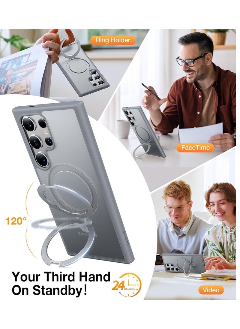 YoYoTech - Magnetic Kickstand for S25 Ultra Case 6.9'' 2025 [16FT Drop Protection] [Compatible with MagSafe] Matte Translucent Soft Silky Slim Cover -Grey - Image 1