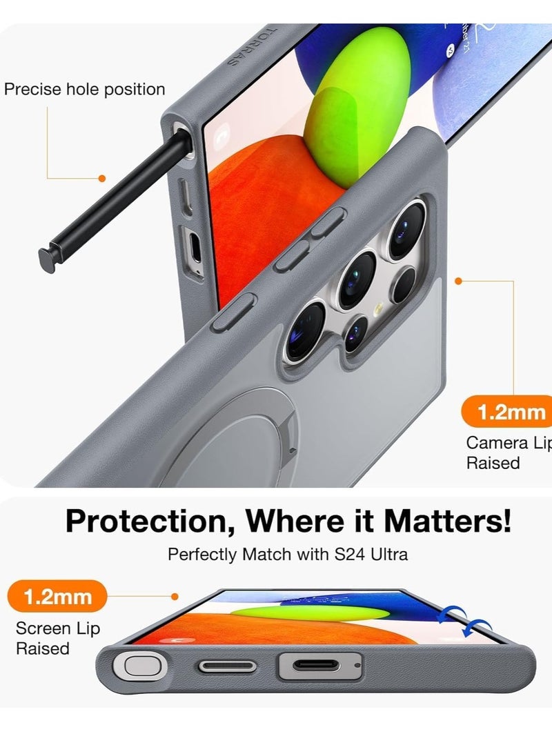 YoYoTech - Magnetic Kickstand for S25 Ultra Case 6.9'' 2025 [16FT Drop Protection] [Compatible with MagSafe] Matte Translucent Soft Silky Slim Cover -Grey - Image 1