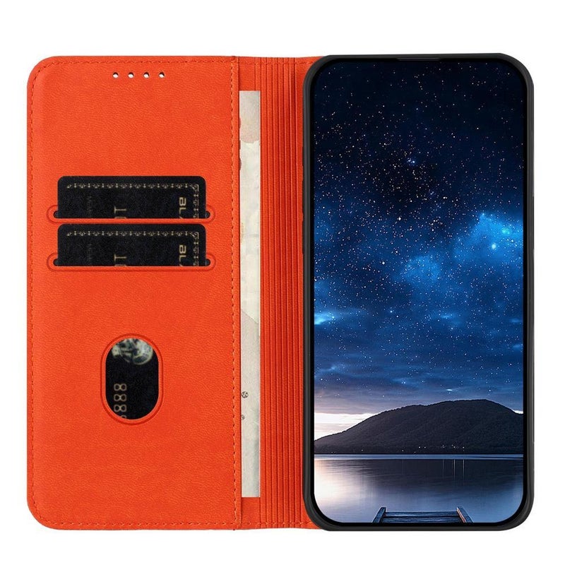 HuHa Case Cover For Nothing Phone 2a Strong Magnetic Frosted Flip Leather Phone Case(Orange) - Image 3