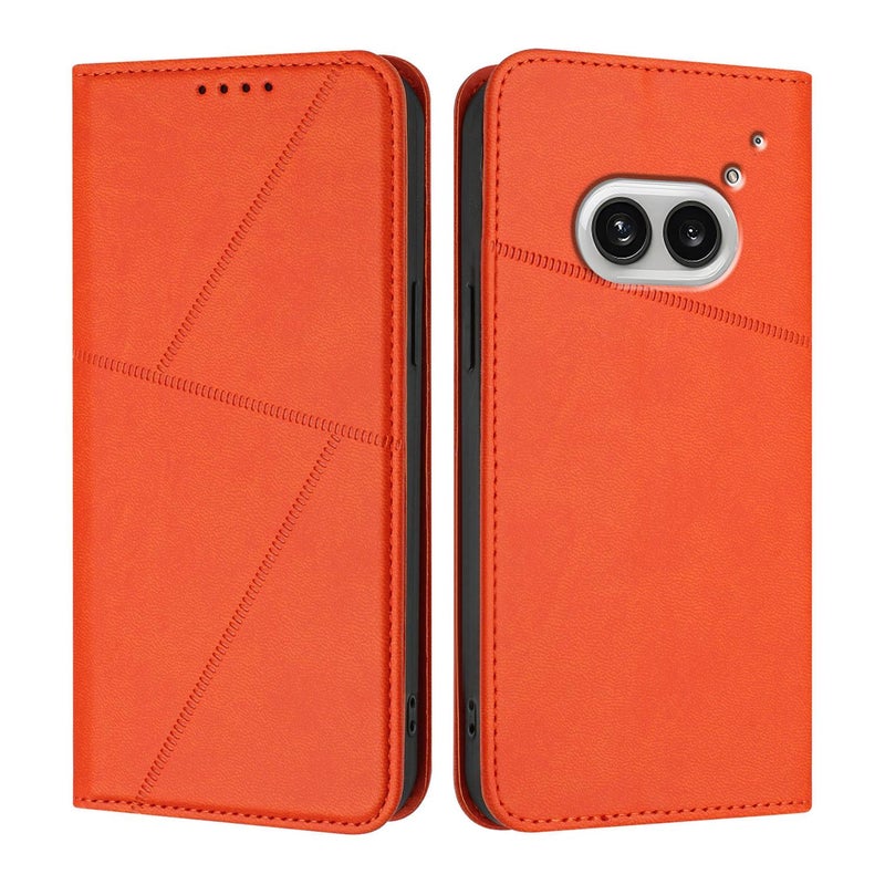 HuHa Case Cover For Nothing Phone 2a Strong Magnetic Frosted Flip Leather Phone Case(Orange) - Image 1